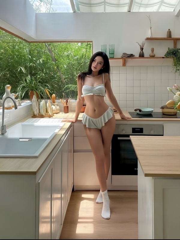 ảnh 18+ damdang bếp đồ ngủ ren