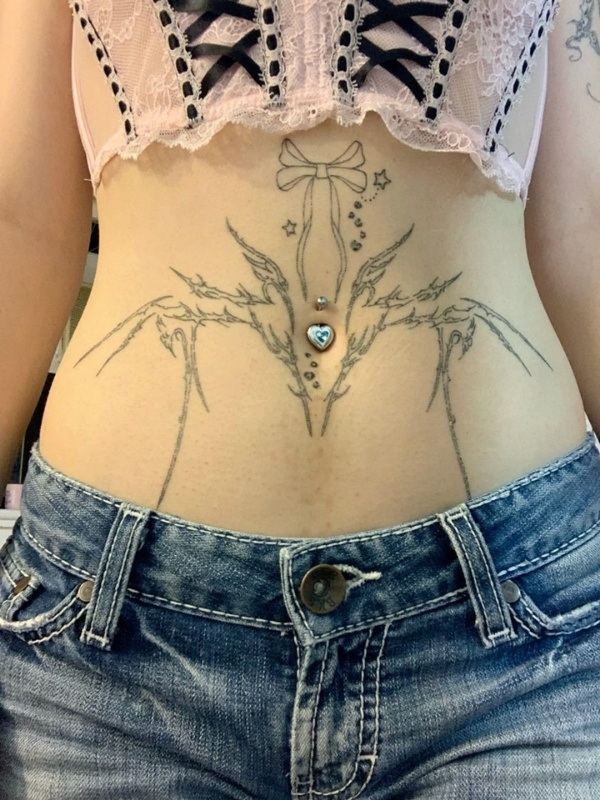 belly tattoo asian girl